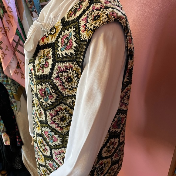 Moroccan Ikat Embroidered Open Vest - Picture 6 of 11